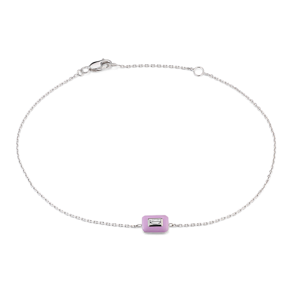 Baguette Sapphire & Light Pink Enamel Bracelet
